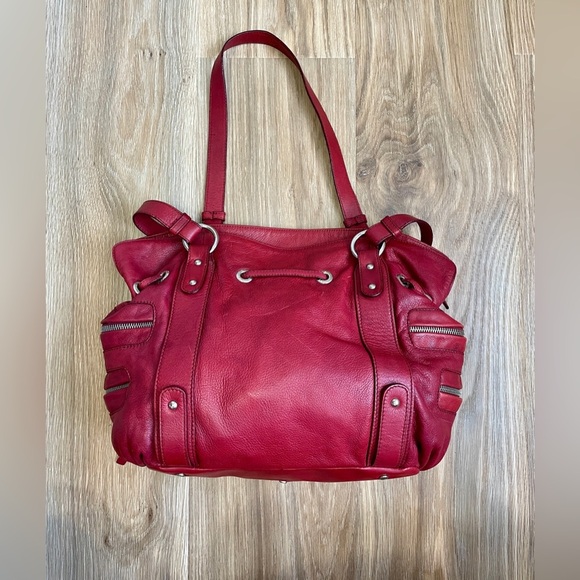 NUOVEDIVE Satchel Tote Shoulder Bag Purse - Made in Italy - Red Leather - EUC - Picture 3 of 11